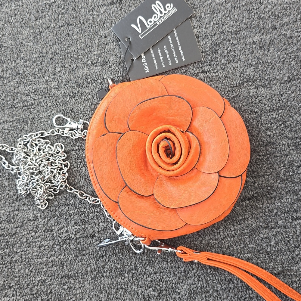 Noelle Vibrant Orange Rose Mini Bag Or Wristlet